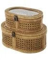 Peyton Lane Brown Rattan Handmade Wrapped Oval Storage Decora