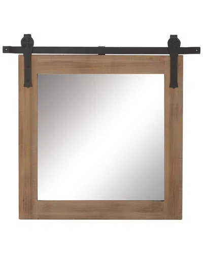Peyton Lane Brown Wood Wall Mirror With Metal Hanging Rod