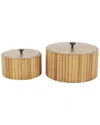 Peyton Lane Brown Wooden Handmade Slatted Decorative Box With