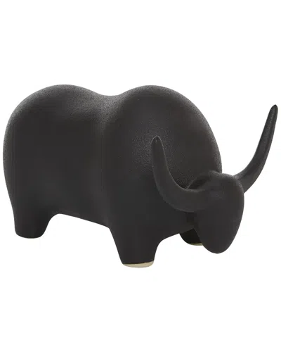 Peyton Lane Bull Black Ceramic Sculpture