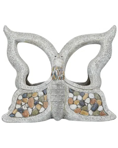 Peyton Lane Butterfly Fiberglass Planter With Stone Mosaic Design In Gray