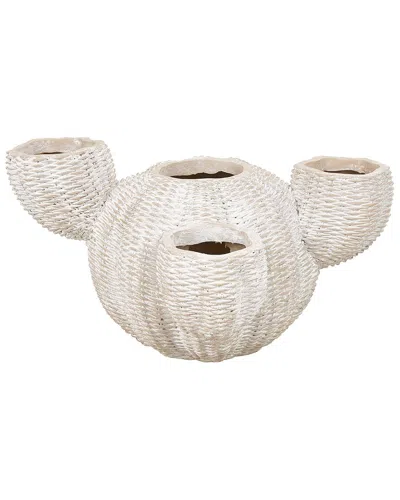 Peyton Lane Cactus Wide Textured Planter In Cream