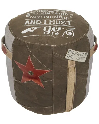 Peyton Lane Canvas Pouf In Brown