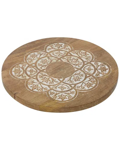 Peyton Lane Carved Cake Stand In Brown