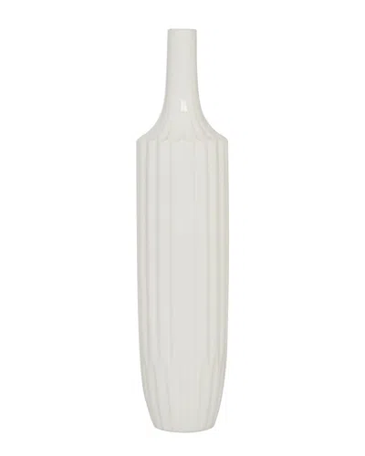 Peyton Lane Ceramic Stripe Texture Vase In White