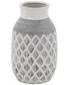 Peyton Lane Ceramic Vase With Diamond Pattern In White