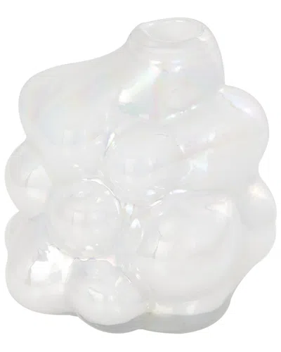 Peyton Lane Clear Glass Handmade Abstract Bubble Vase In White