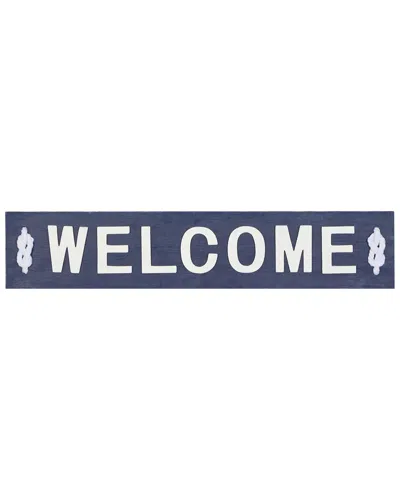 Peyton Lane Coastal Blue & Wood & Welcome Sign