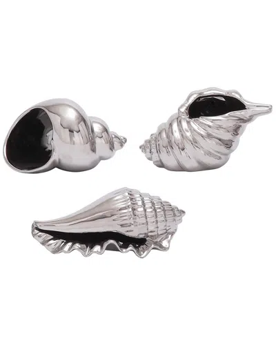 Peyton Lane Coastal Ceramic Sculpture Set In Silver