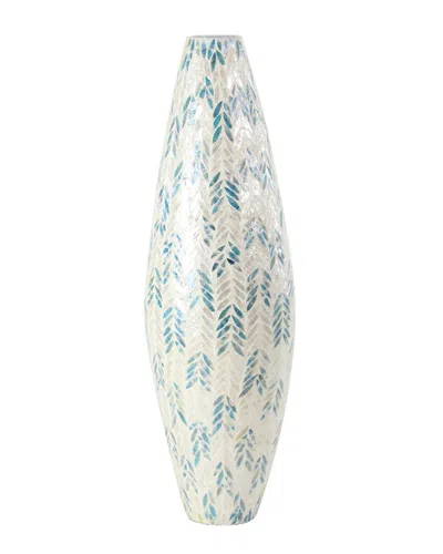 Peyton Lane Coastal Cylinder White Mother Of Pearl Vase