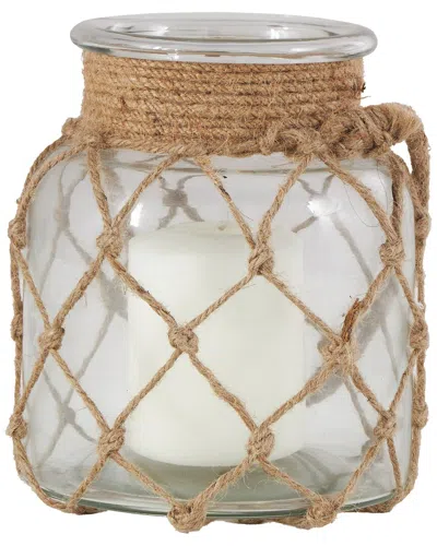 Peyton Lane Coastal Glass Candle Lantern In Brown