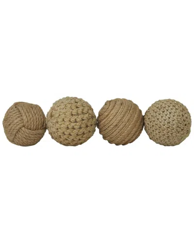 Peyton Lane Coastal Jute Rope Orbs & Vase Filler Set In Brown