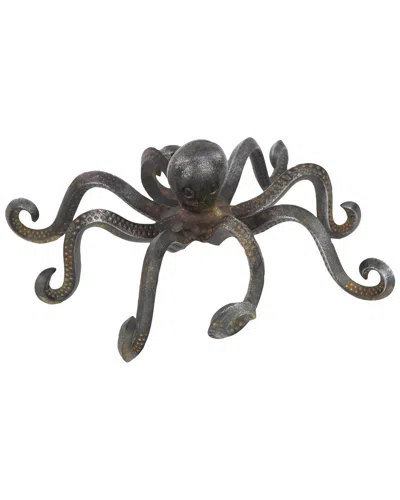 Peyton Lane Coastal Octopus Metal Sculpture With Long Tenacles And Suctions Detailing In Black