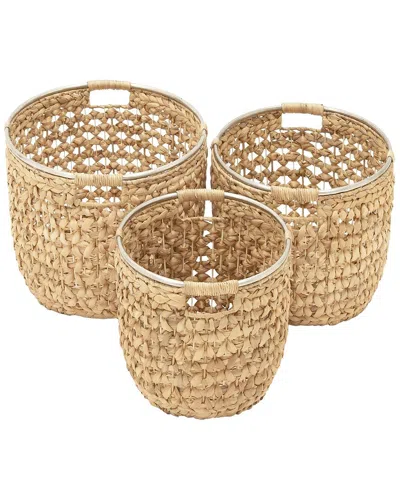 Peyton Lane Coastal Seagrass Storage Basket Set In Brown