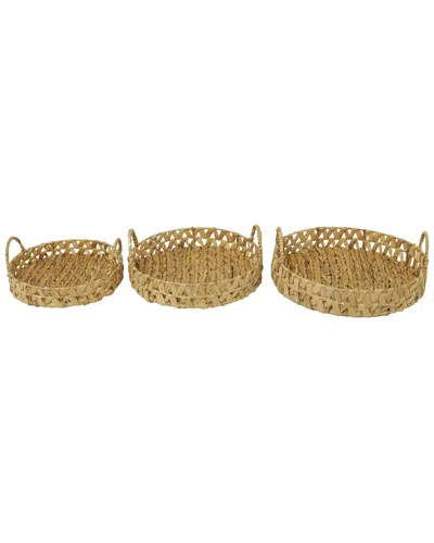 Peyton Lane Coastal Seagrass Tray Set In Brown