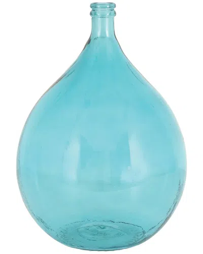 Peyton Lane Coastal Spanish Turquoise Glass Vase