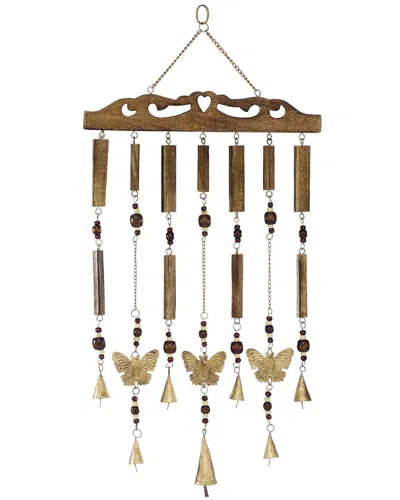 Peyton Lane Coastal Wood Windchime In Brown
