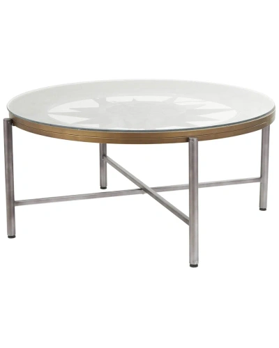 Peyton Lane Compass Inspired Coffee Table With Gear Details In Silver