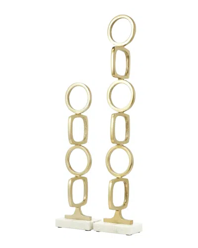 Peyton Lane Contemporary Aluminum Metal Sculpture Set In Gold