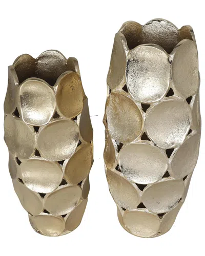 Peyton Lane Contemporary Aluminum Metal Vase Set In Gold