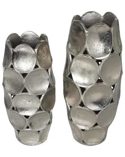 Peyton Lane Contemporary Aluminum Metal Vase Set In Silver