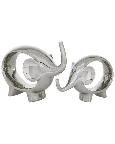 Peyton Lane Contemporary Porcelain Ceramic Sculpture Set In Silver