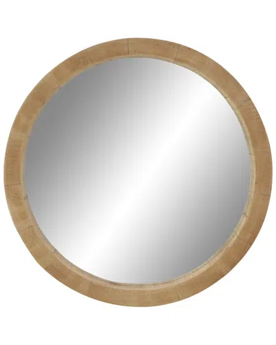Peyton Lane Contemporary Round Brown Wood Wall Mirror