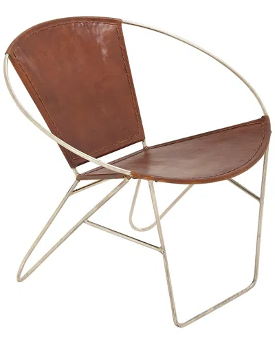 Peyton Lane Contemporary Round Leather Round Chair In Brown