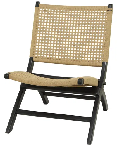 Peyton Lane Contemporary Woven Black Wood Folding Chair