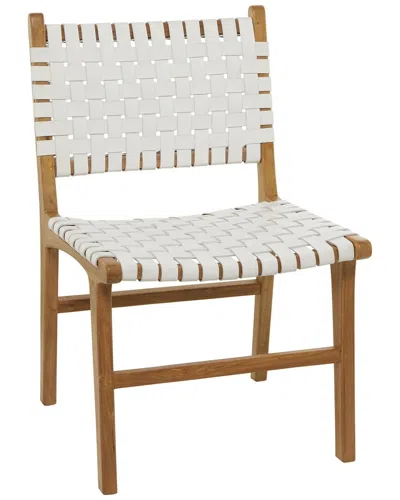 Peyton Lane Contemporary Woven White Leather Dining Chair