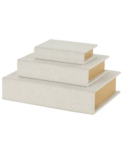 Peyton Lane Set Of 3 Fabric Book Decorative Boxes In Neutral