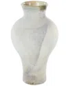 Peyton Lane Cream Glass Distressed Vase With Blue & Tan Texturing In White