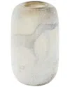 Peyton Lane Cream Glass Distressed Vase With Blue & Tan Texturing In White