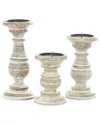 Peyton Lane Cream Mango Wood Turned Style Pillar Decorative C