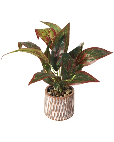 Peyton Lane Croton Green Faux Foliage Artificial Plant In Multi