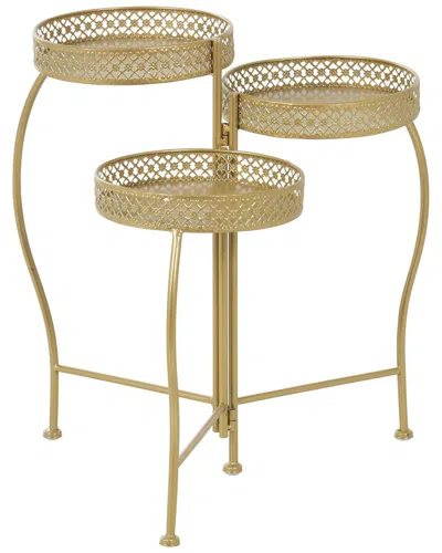 Peyton Lane Curved Folding 3-tier Plant Stand In Gold