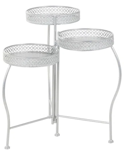 Peyton Lane Curved Folding 3-tier Plant Stand In Silver