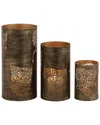 Peyton Lane Cylindrical Iron Candle Lanterns In Brown
