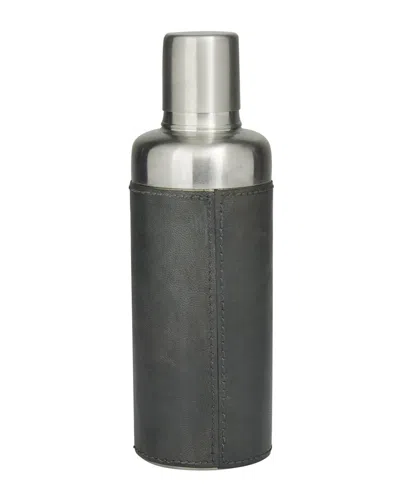 Peyton Lane Dark Blue Leather Handmade Cocktail Shaker With Silver Top In Gray