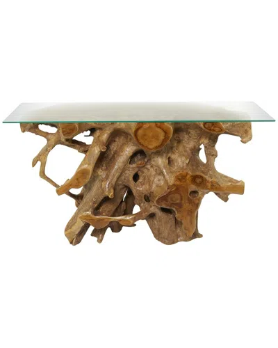 Peyton Lane Contemporary Teak Wood Console Table In Brown