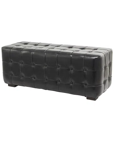 Peyton Lane Traditional Black Leather Bench