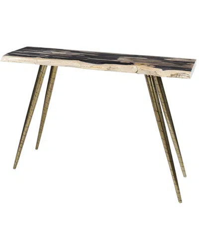 Peyton Lane Contemporary Petrified Wood Console Table In Brown