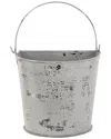Peyton Lane Distressed Metal Bucket Planter With Handle In Gray
