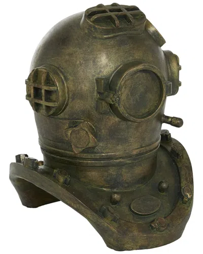 Peyton Lane Diver Bronze Polystone Antique Helmet In Green