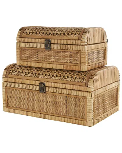Peyton Lane Dnu Discontinued  Set Of 2 Rattan Handmade Woven Boxes