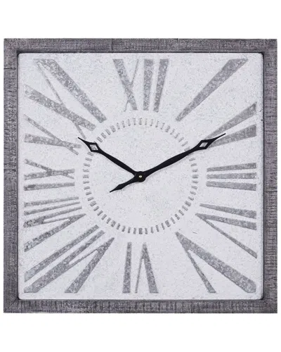 Peyton Lane Farmhouse Square Gray Metal Wall Clock