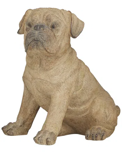 Peyton Lane Dog Light Polystone Pug Sculpture In Brown