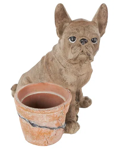 Peyton Lane Dog Resin Textured Indoor Outdoor Planter In Brown