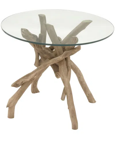 Peyton Lane Driftwood Glass Accent Table In Brown