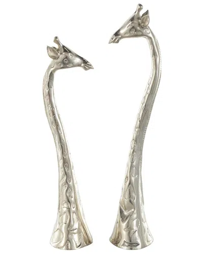 Peyton Lane Eclectic Aluminum Metal Sculpture Set In Silver